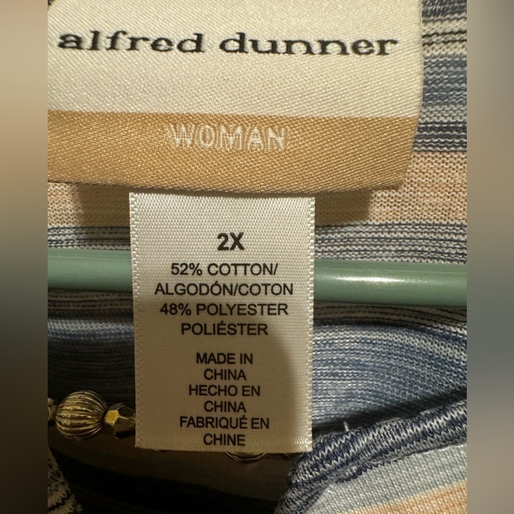 Alfred Dunner Women’s Plus Size A Fresh Start Striped 3/4 Sleeve Top Sz 2X - Picture 5 of 10